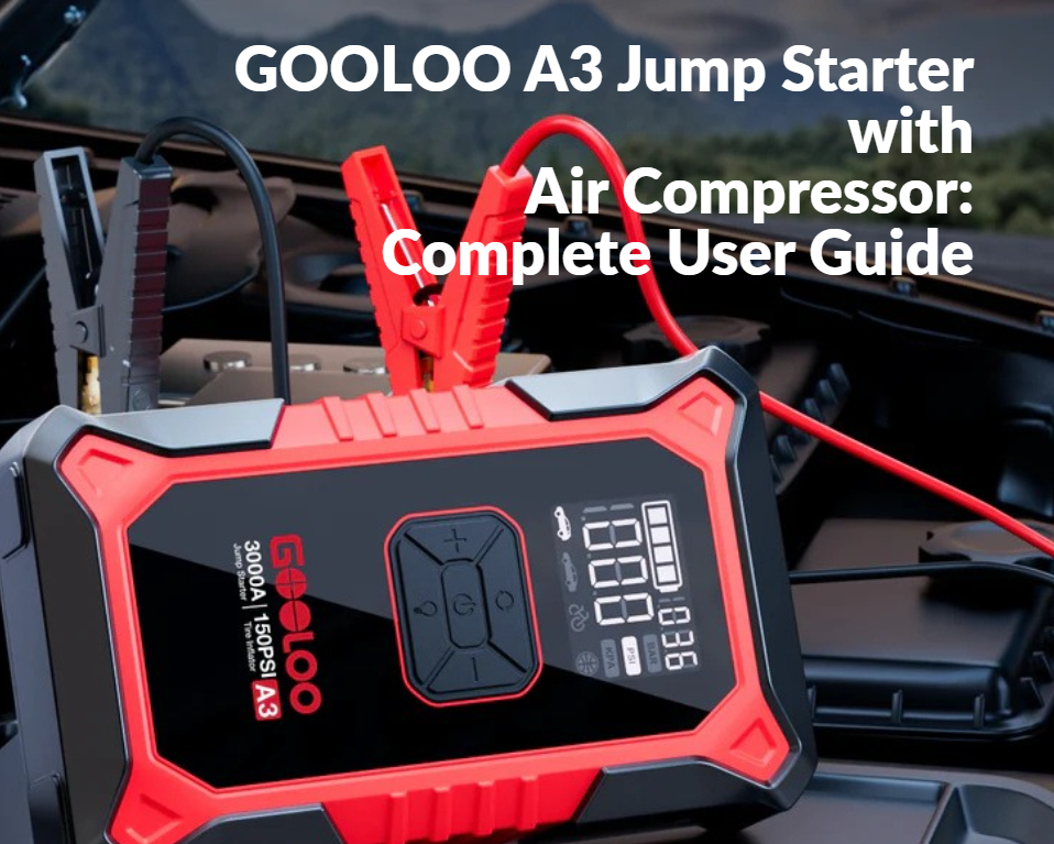 GOOLOO A3 Jump Starter with Air Compressor: 3000A Power & Tire
