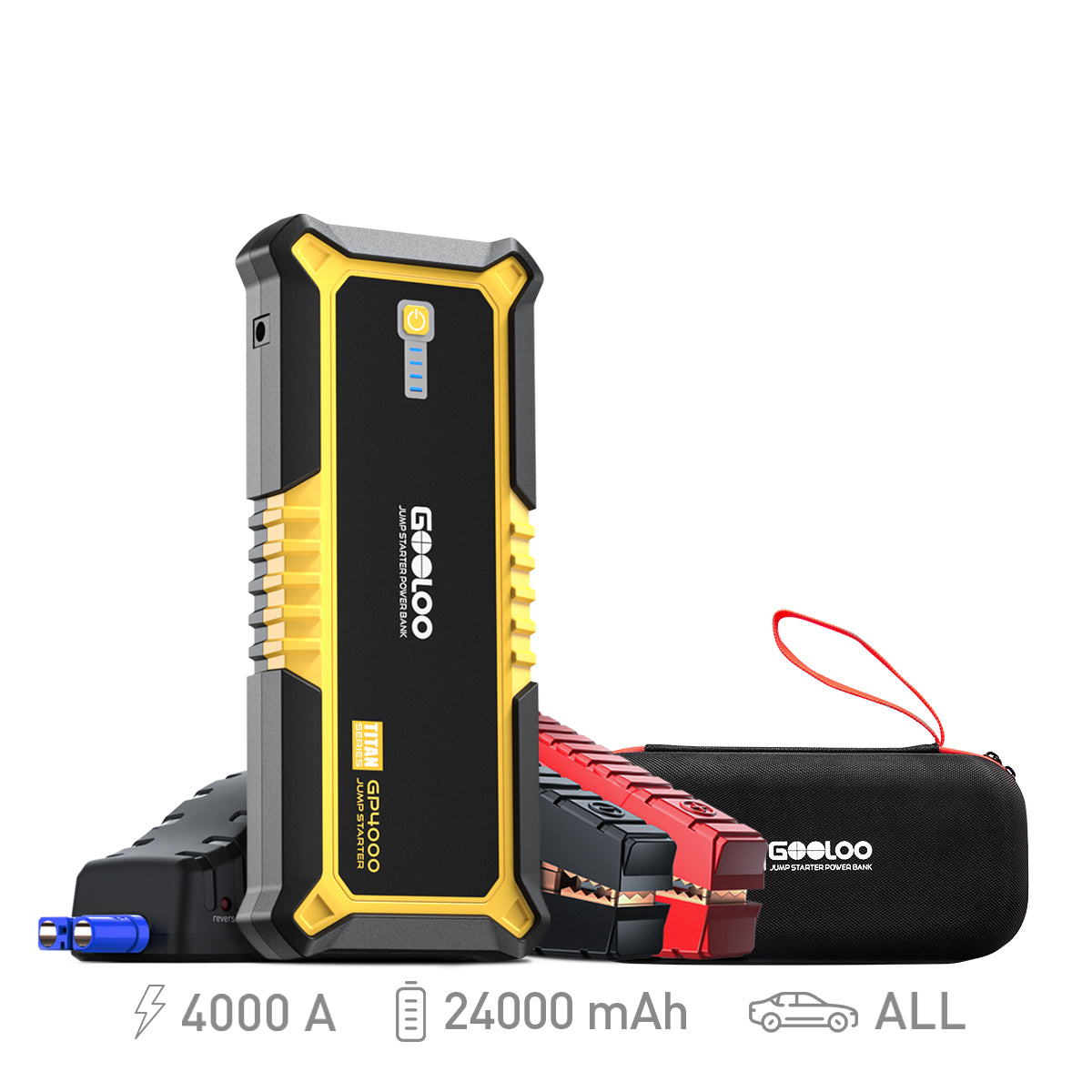 GOOLOO Portable GP3000 & GP4000 Car Jump Starters for 12 Volt Automotive  Batteries,Jump Box Power Pack with USB Quick Charge & Flashlight