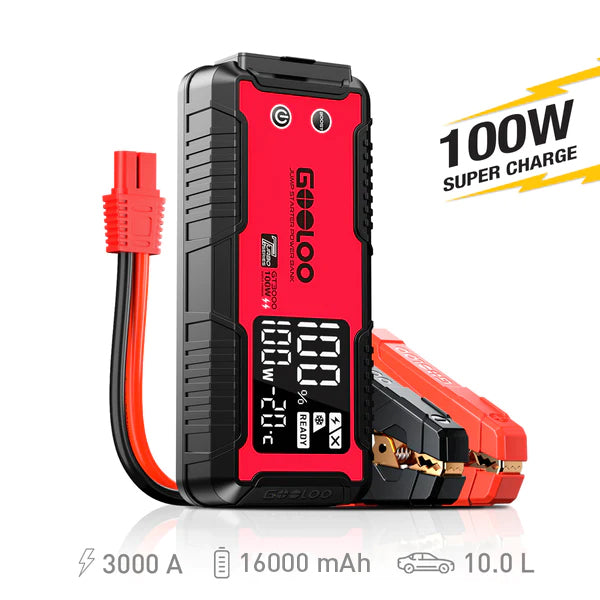 GOOLOO Upgraded GP3000 3000A Jump Starter,12V Car Battery Jump Starter (Up  to 9L Gas Engines & 7L Diesel) Supersafe Lithium Jump Box Battery Booster