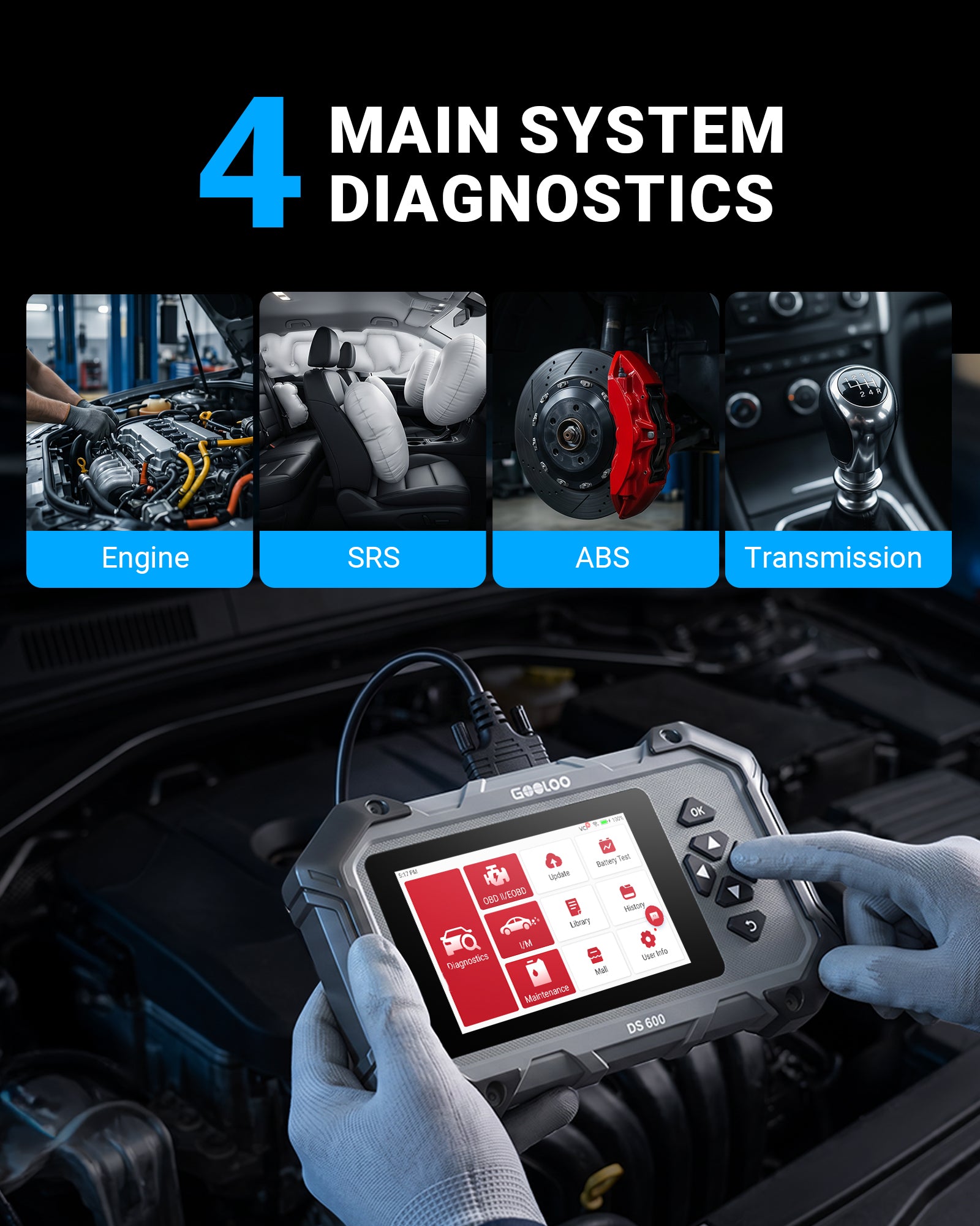 2026 GOOLOO DS600 OBD2 Scanner with Touchscreen –No Subscription, Life