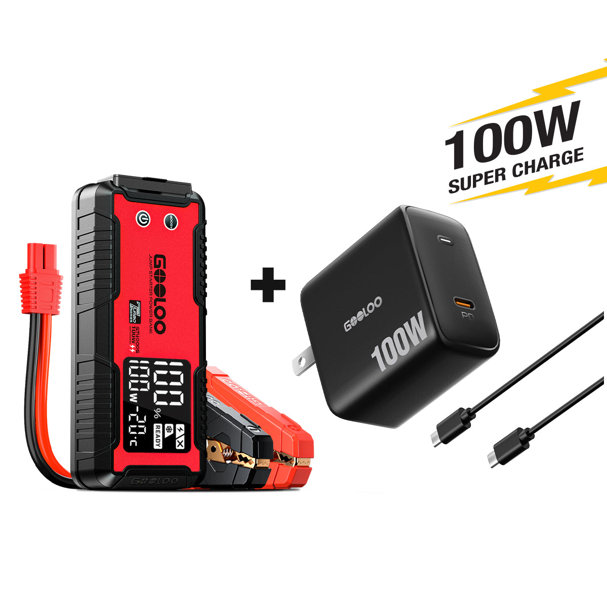 Gooloo GT4000S Jump Starter 26800mAh 4000A Car Starter PD100W Two-Way Fast-Charging Portable Car Battery Charger Booster Pack Up to 10L Diesel and 12L