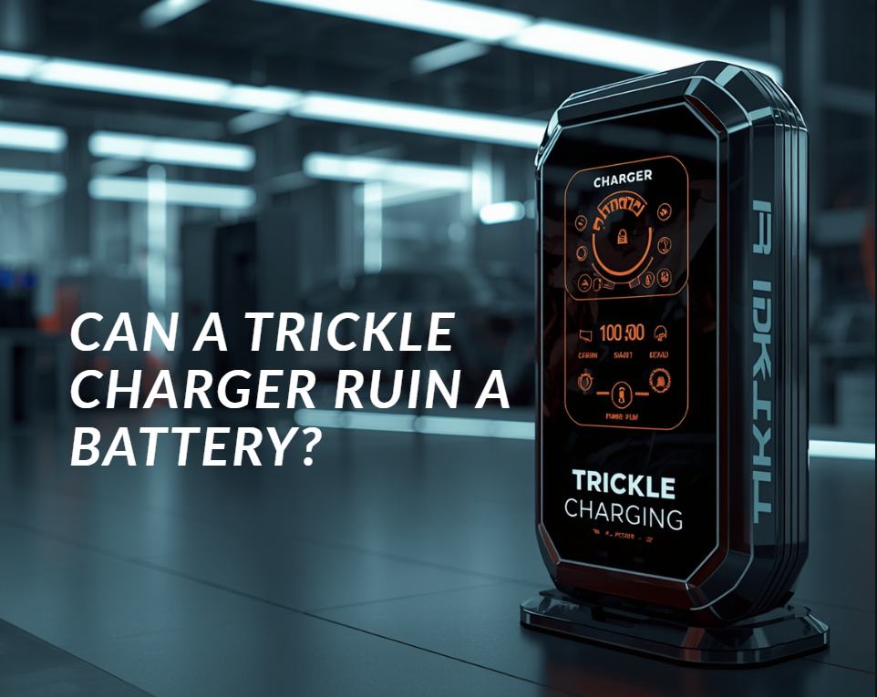 This is a cover image about can a trickle charger ruin a battery?