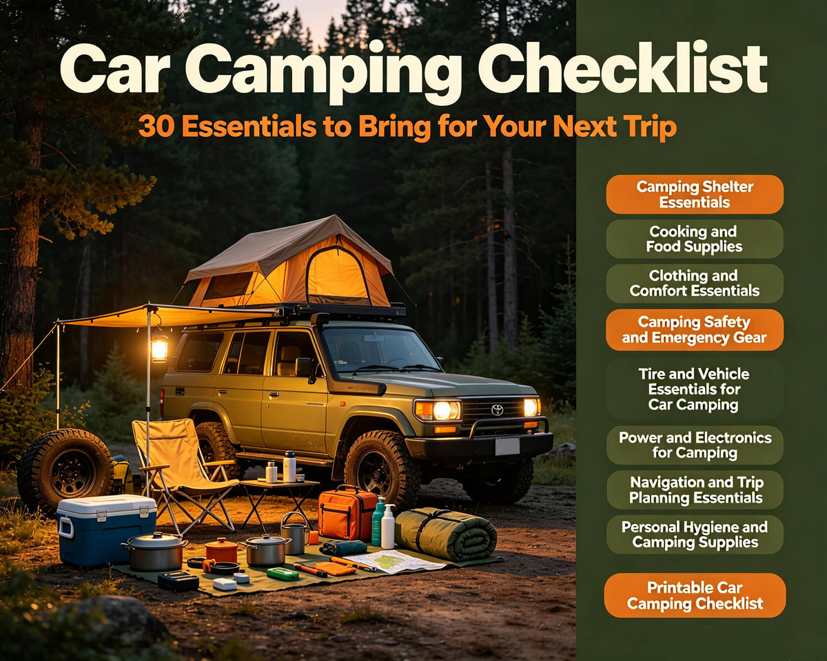 This is a cover image about car camping checklist.
