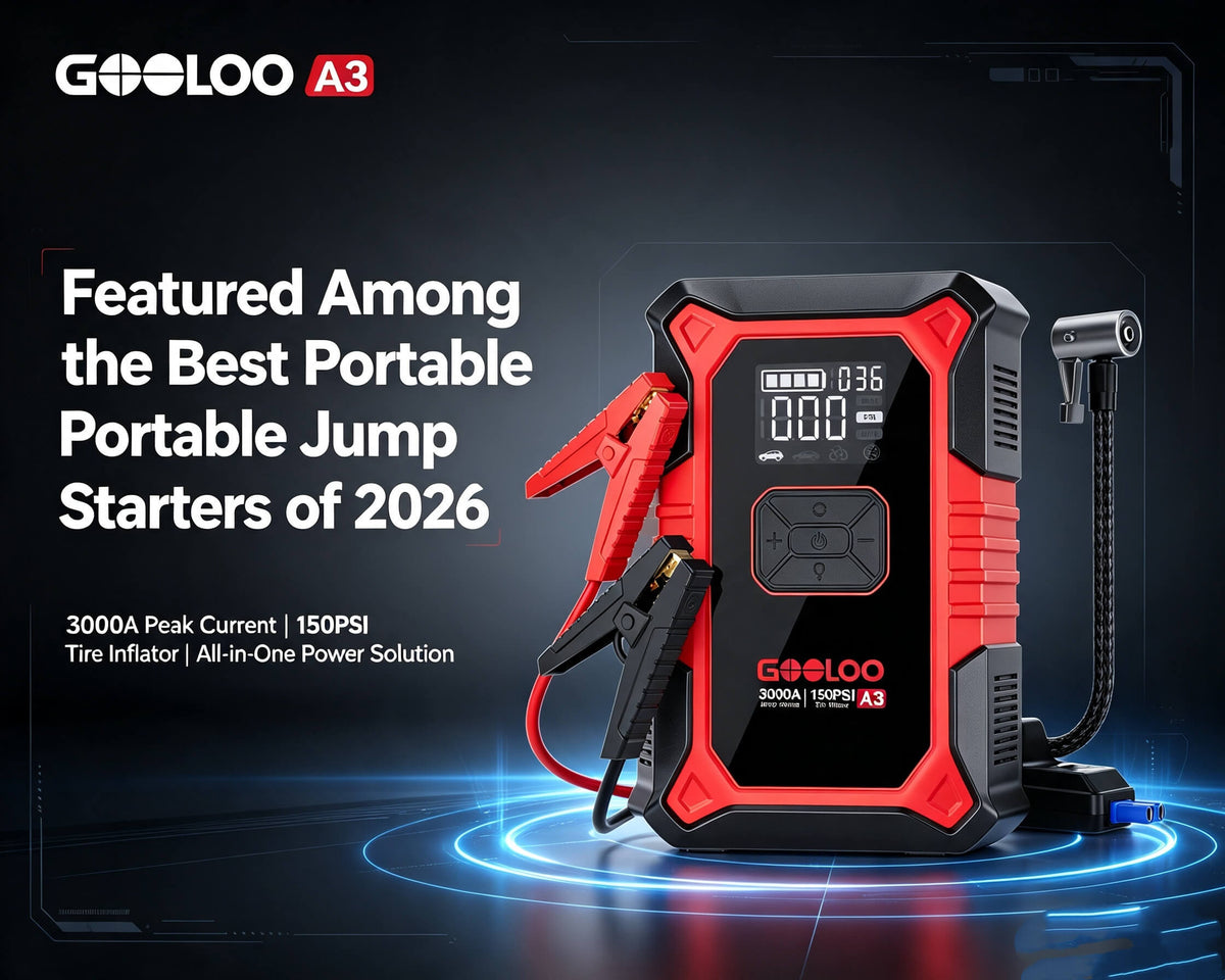 This is a cover image about the GOOLOO A3, featured among the best portable jump starters of 2026.