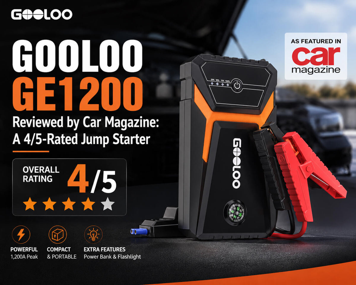 This is a cover image about the GOOLOO GE1200, reviewed by Car Magazine.