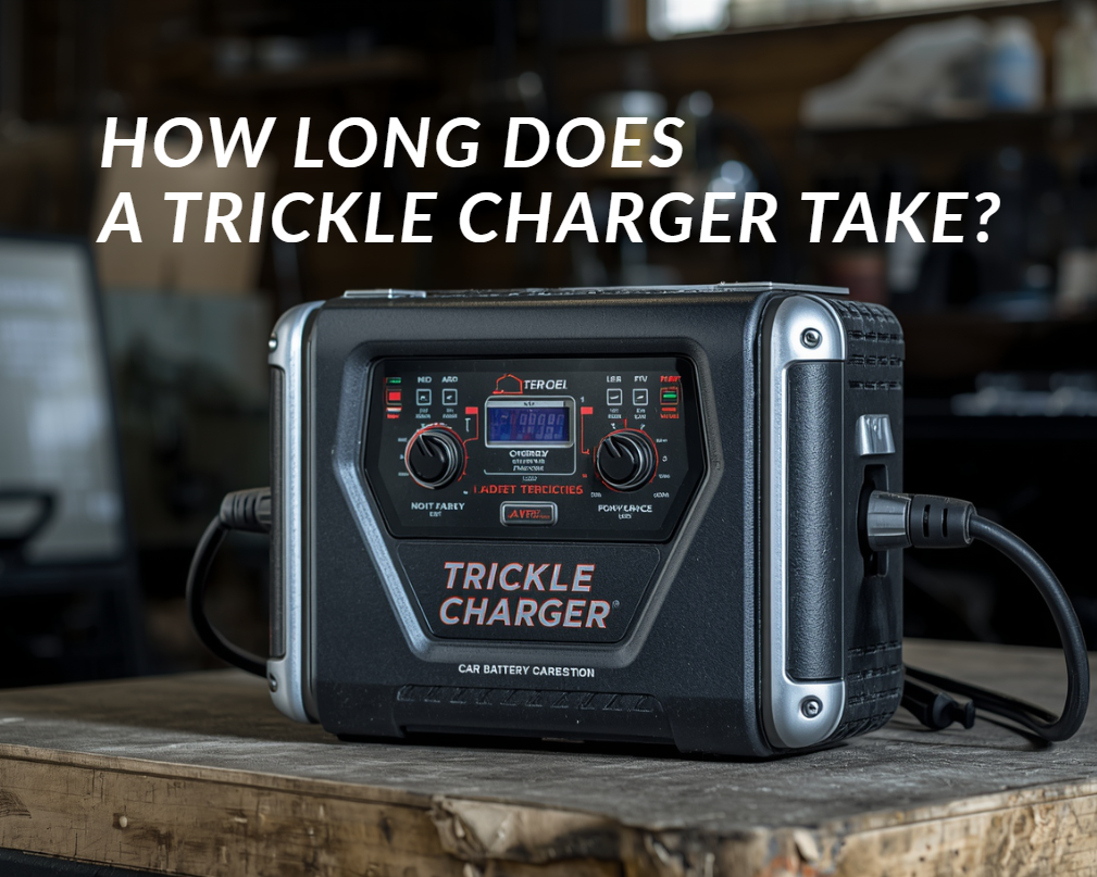 This is a cover image about how long does a trickle charger take.