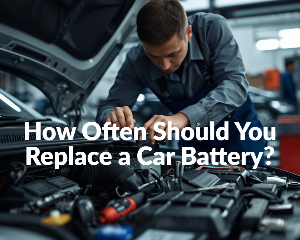 This is a cover image about replacing a car battery.
