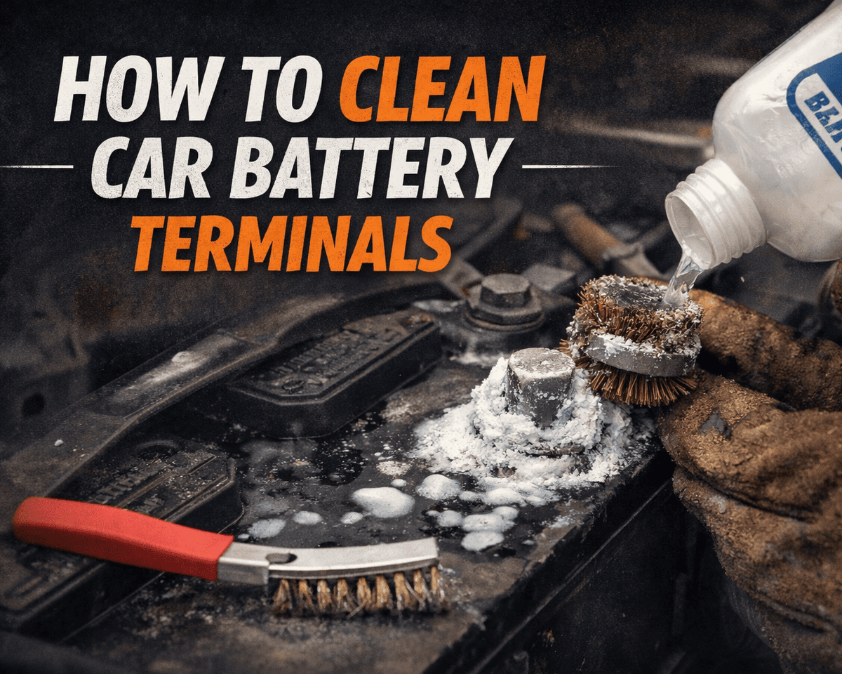 This is a cover image about how to clean car battery terminals.