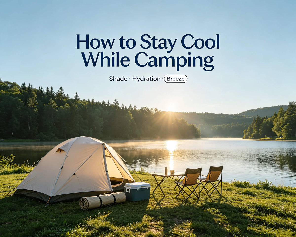 This is a cover image about how to stay cool while camping.