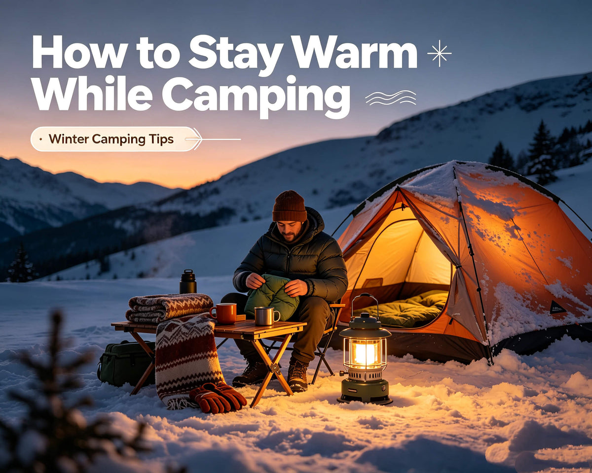 This cover image shows you how to stay warm while camping.