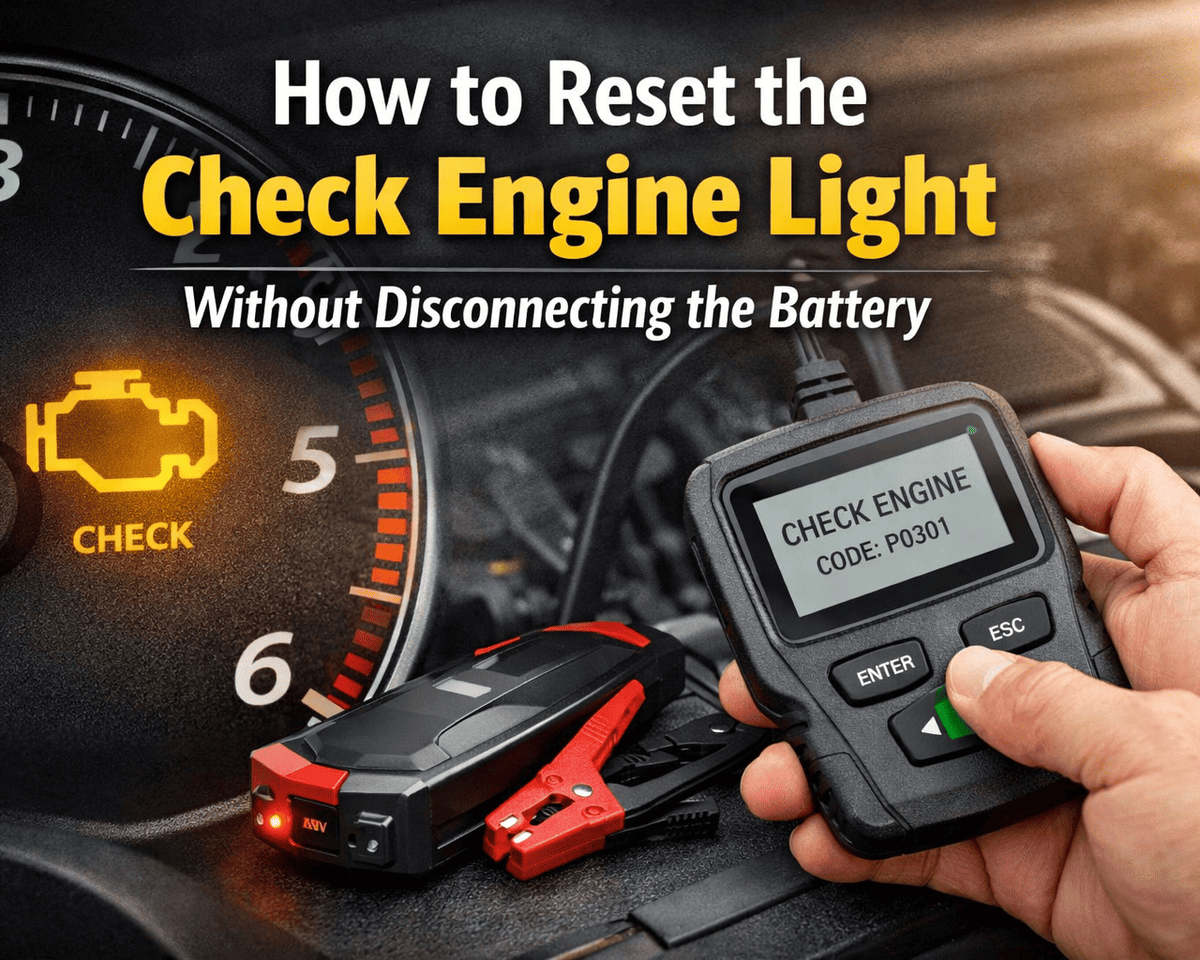 This is a cover image about reseting the check engine light without disconnecting the battery.