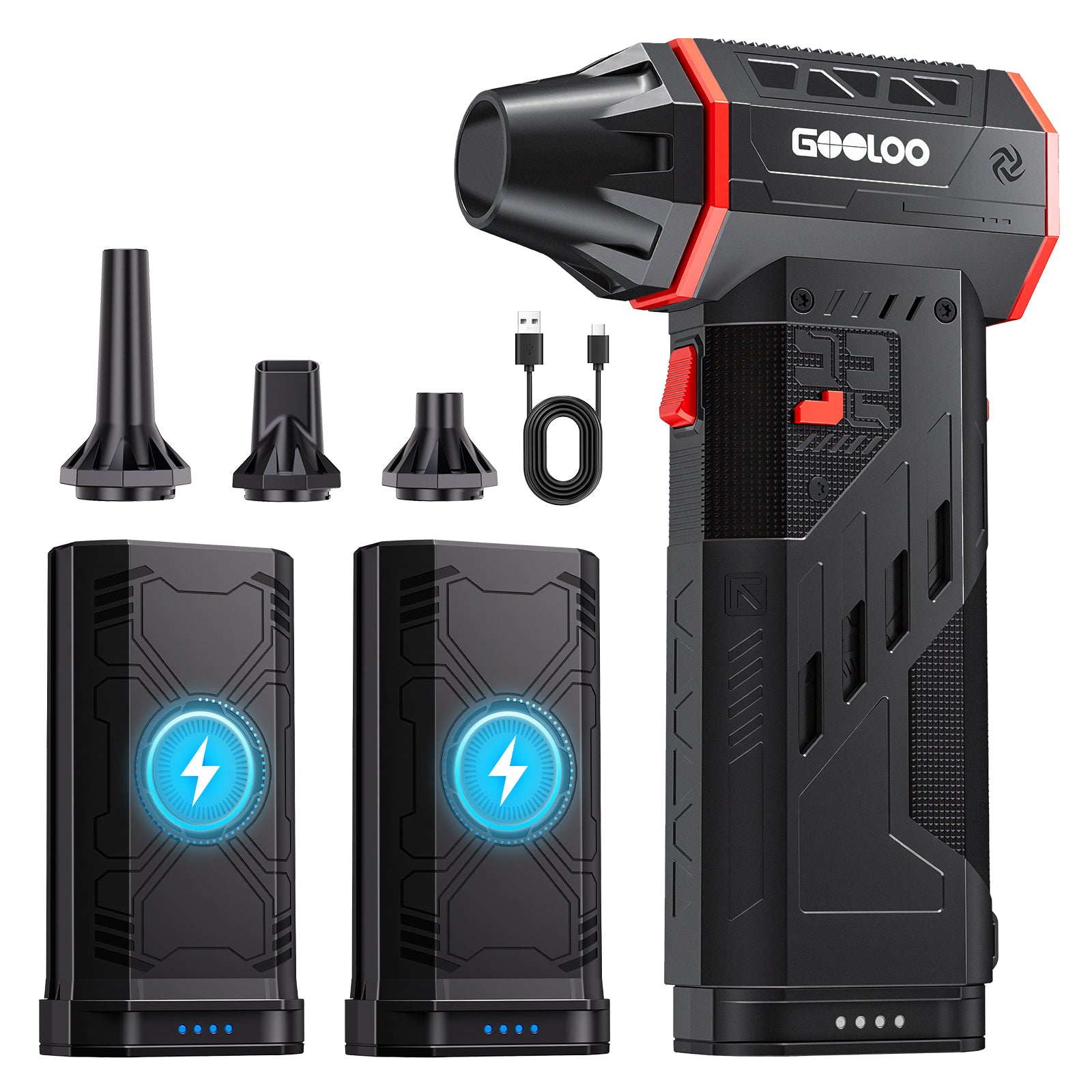 GOOLOO F5 FlexPro 180000RPM Air Duster | 2 Rechargeable Swappable Batteries
