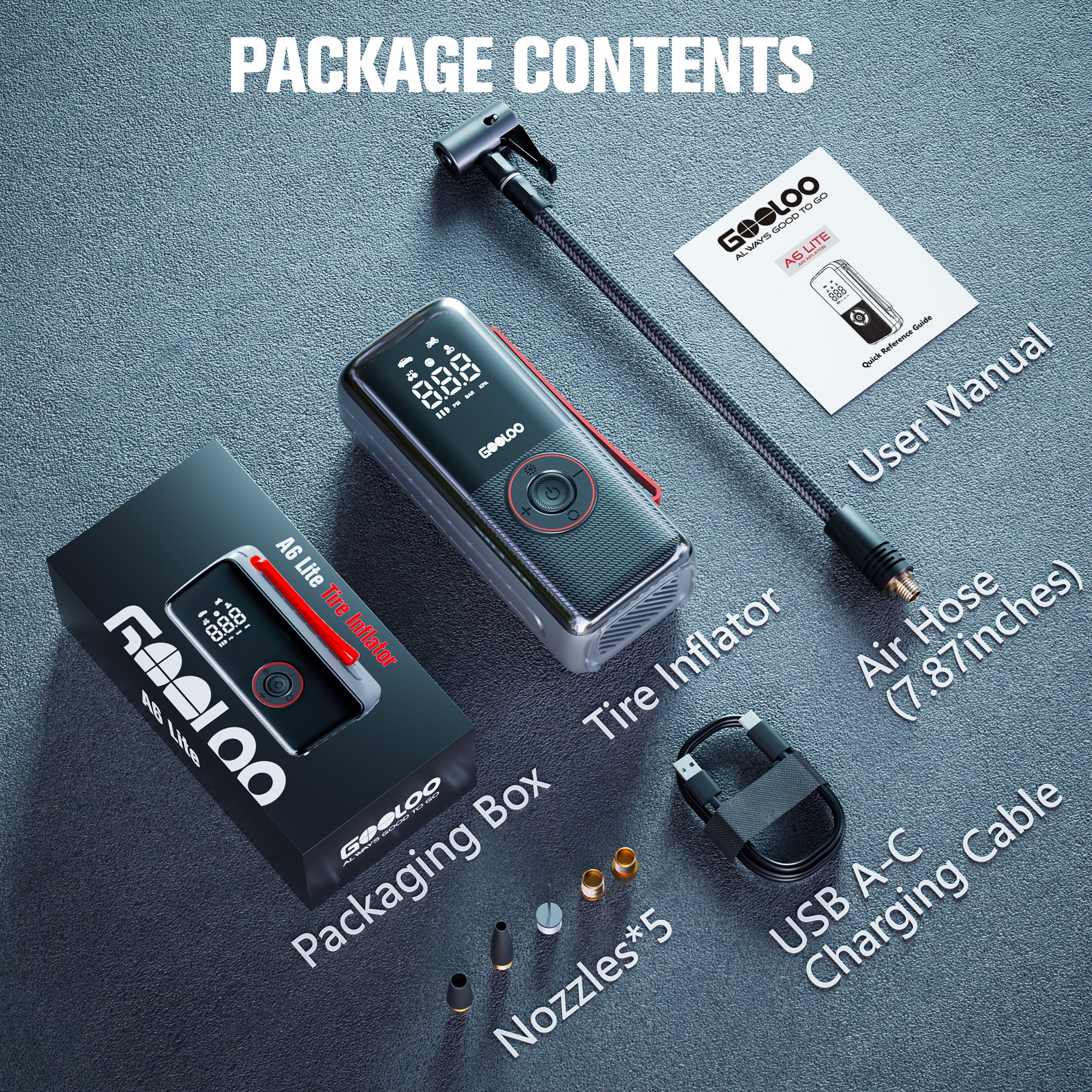 GOOLOO A6 Lite ReadyRide Tire Inflator Portable Air Compressor