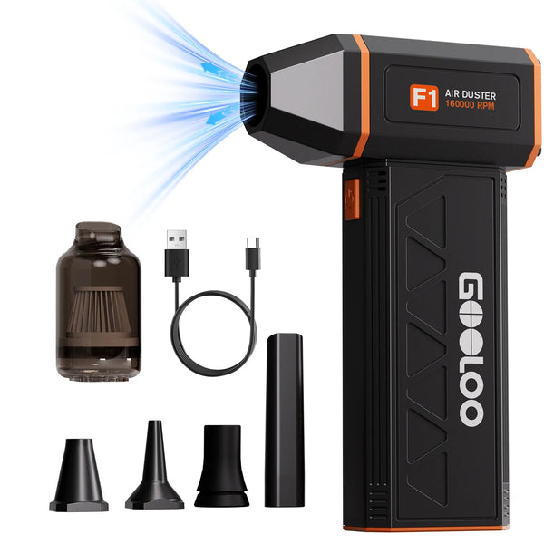 GOOLOO Cordless Car Air Duster, 160,000 RPM 4-Speed Electric Air Blower with LED Light, Rechargeable Mini Blower for Car Interior, Keyboard Cleaning, Car Vacuum Cleaners