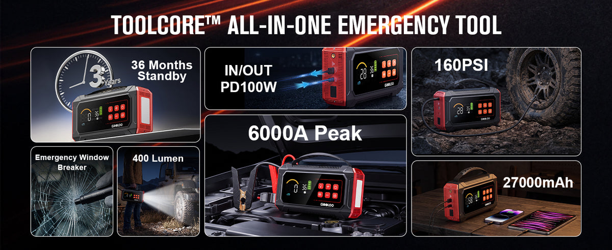 GOOLOO A9 Ultra 6000A Supersafe Jump Starter with Air Compressor