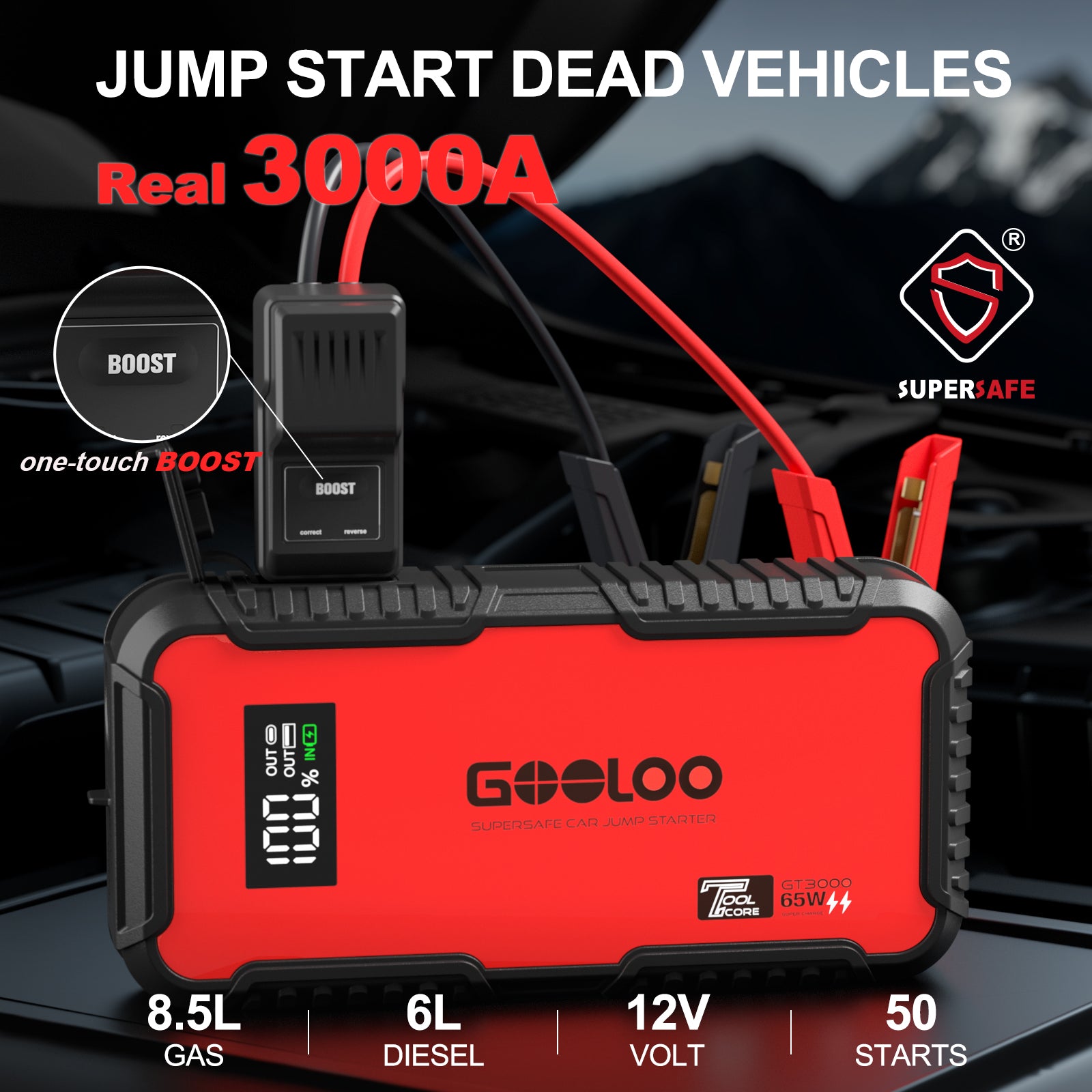 GOOLOO GT3000 Jump Starter 3000A with Eva Bag