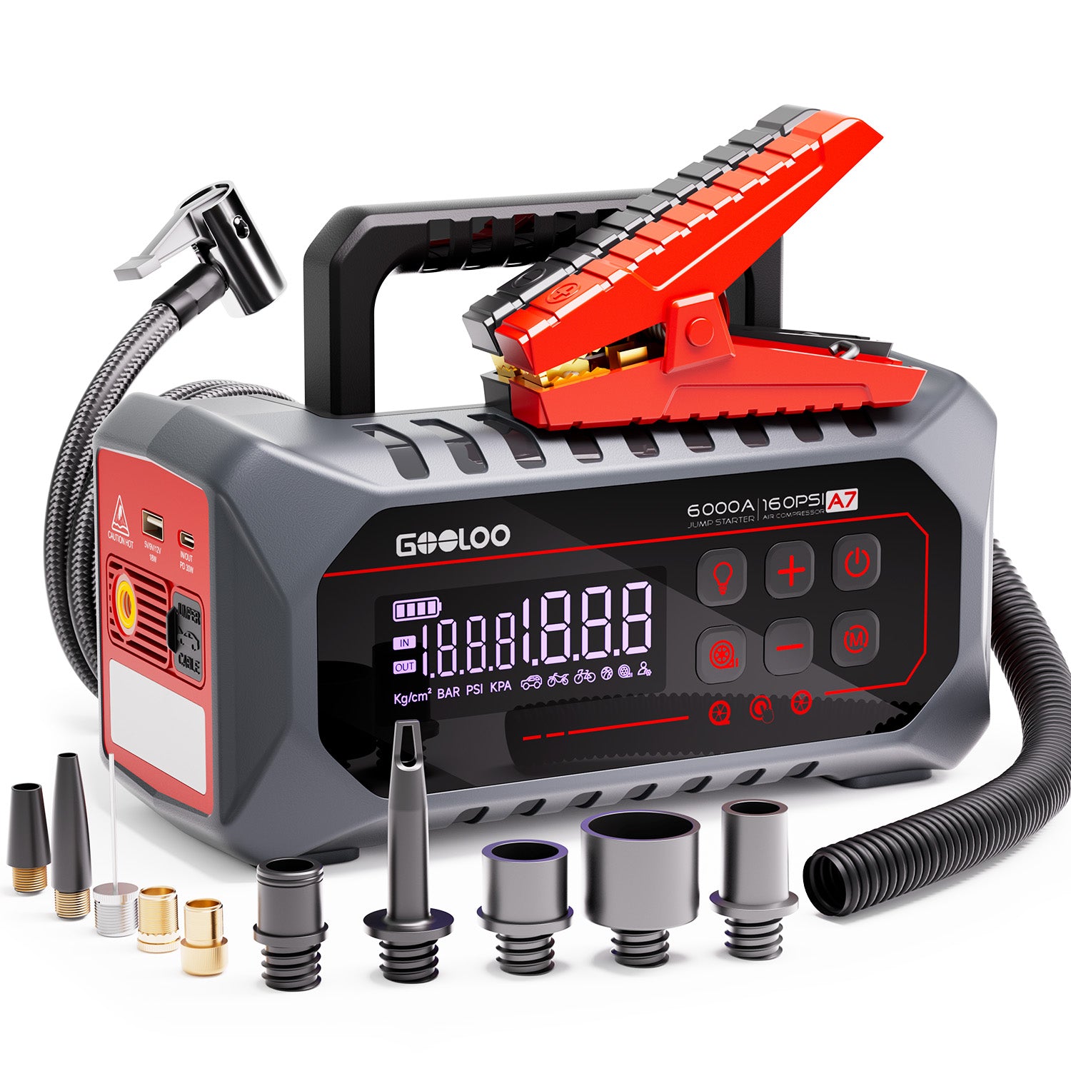 GOOLOO A7 Jump Starter with Air Compressors and Air pump