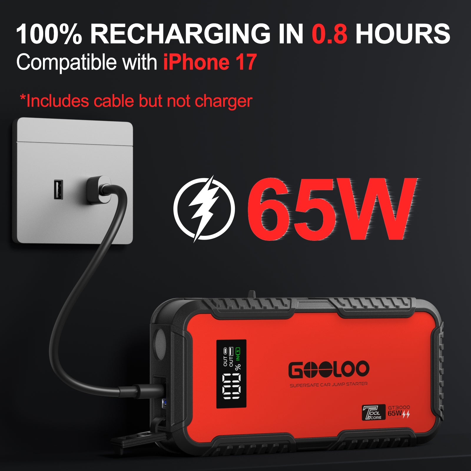 GOOLOO GT3000 Jump Starter 3000A with Eva Bag