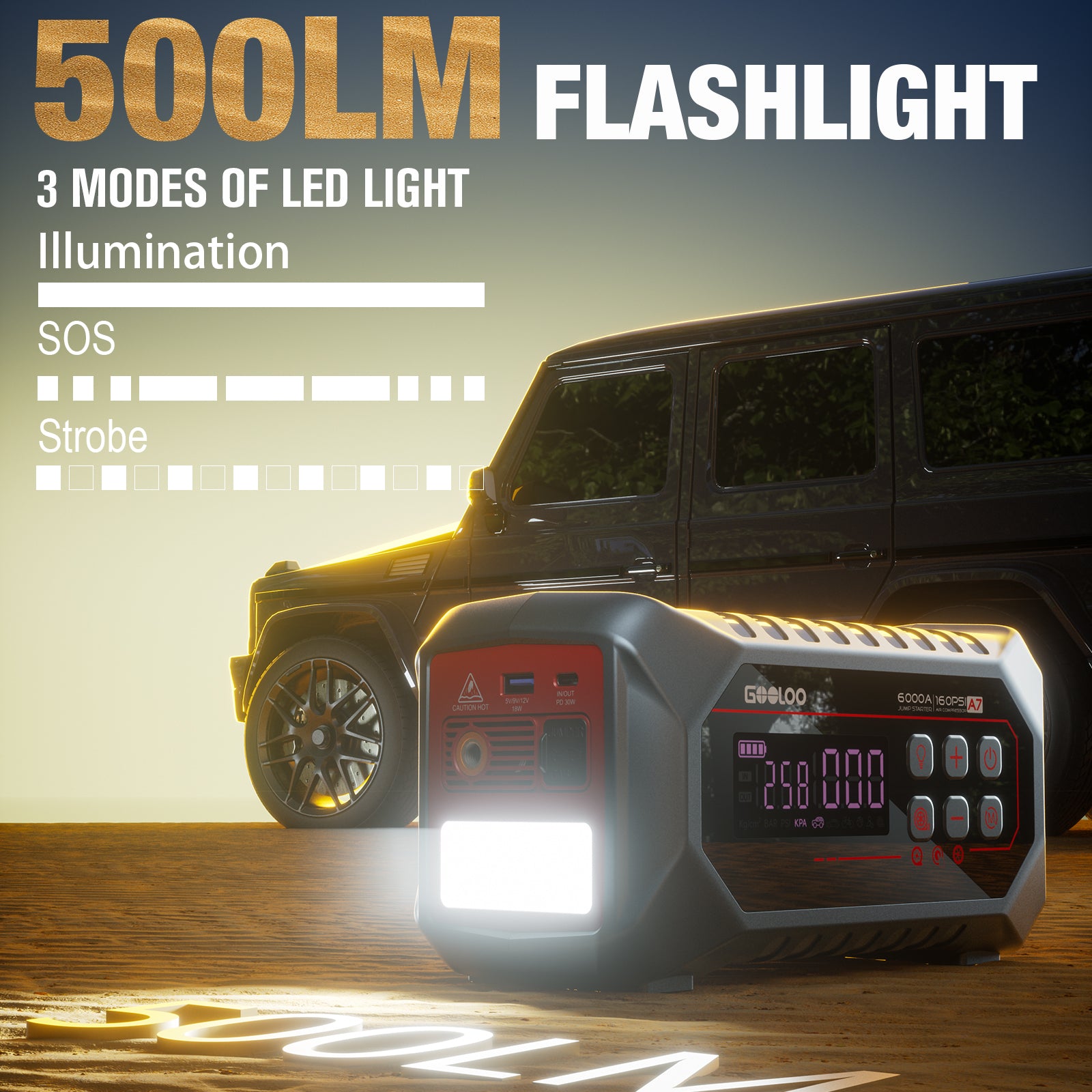 GOOLOO A7 Jump Starter with Air Compressor and Air Pump 6000A