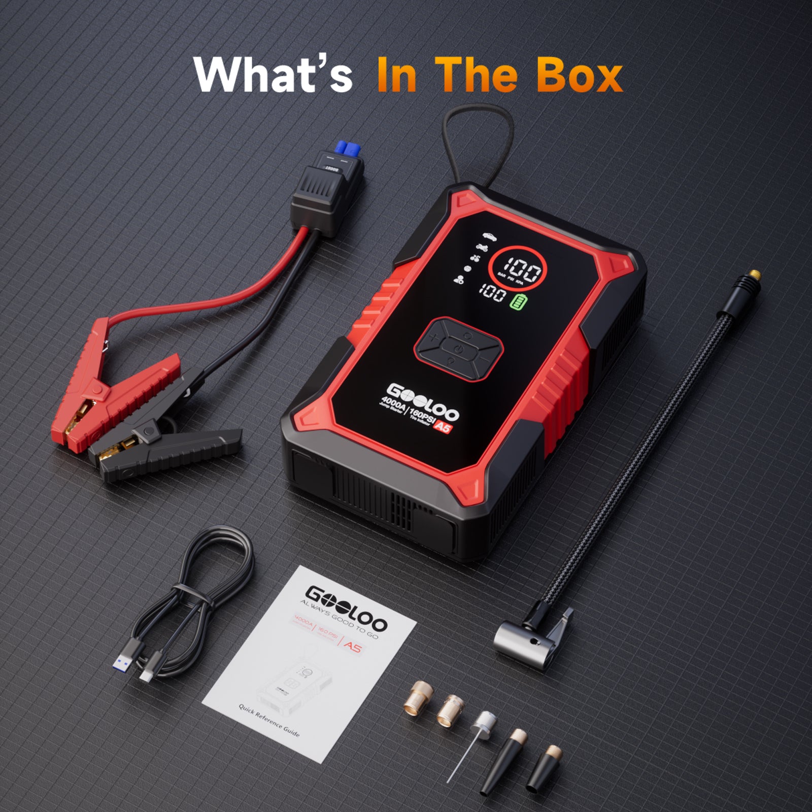 GOOLOO A5 Jump Starter with Air Compressor 4000A