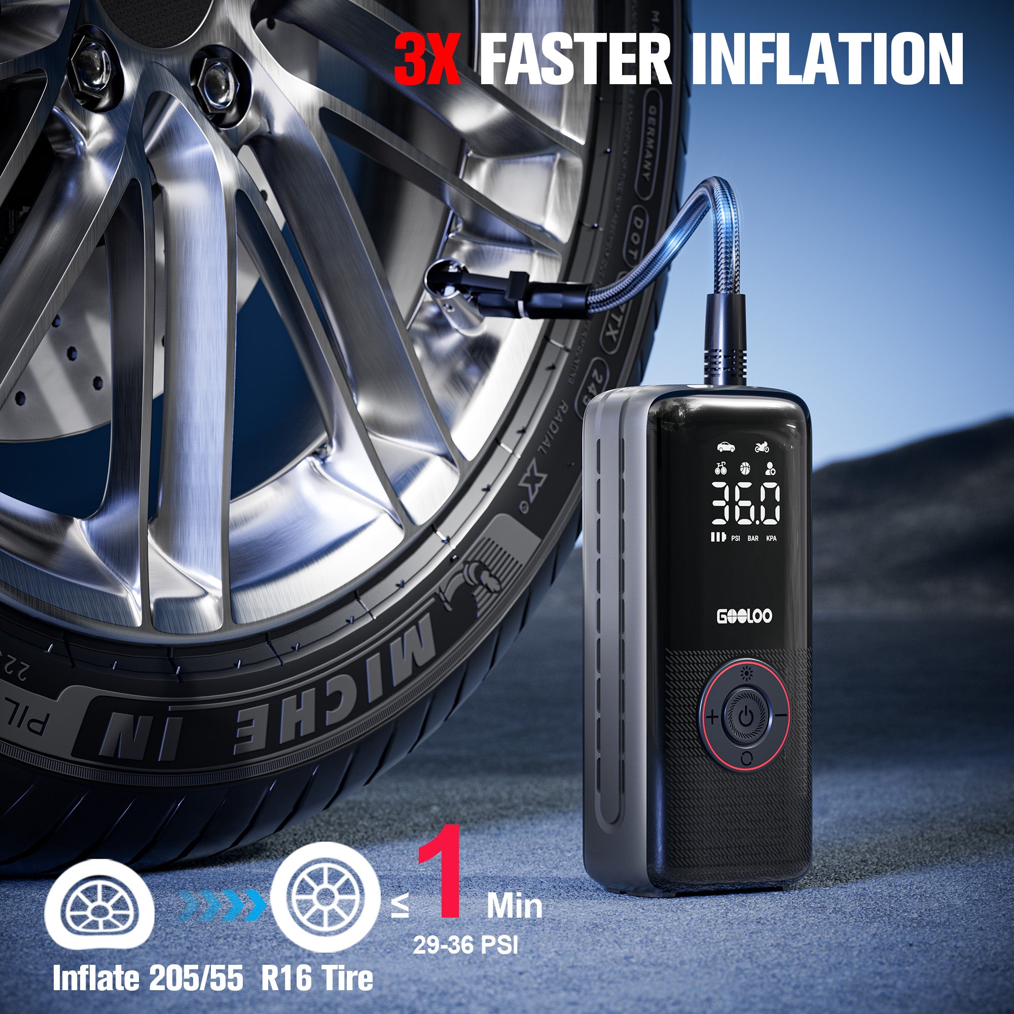 GOOLOO A6 Lite ReadyRide Tire Inflator Portable Air Compressor