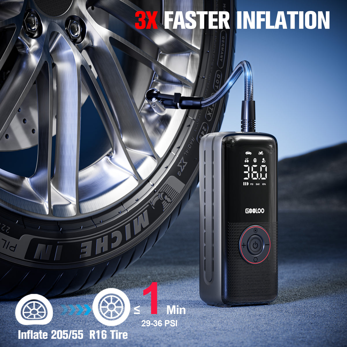 GOOLOO A6 Lite ReadyRide Tire Inflator Portable Air Compressor