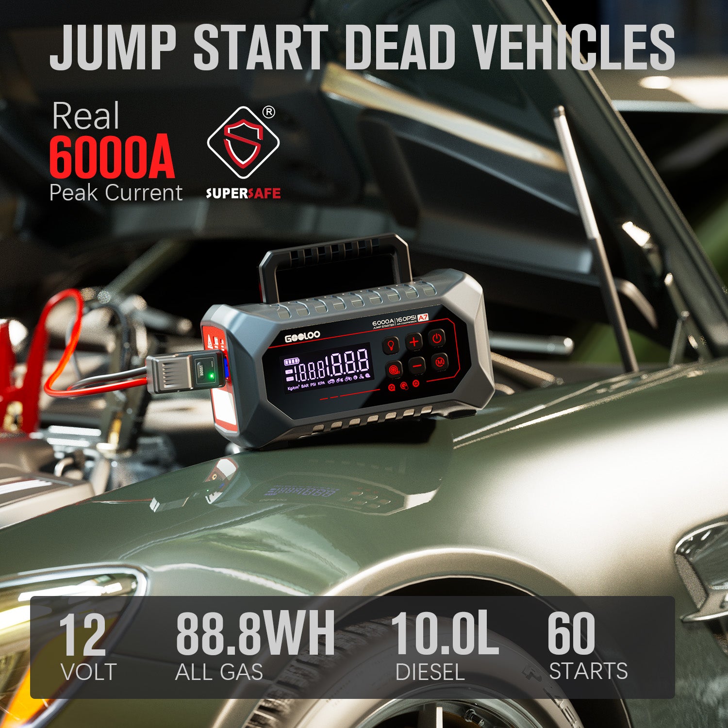 GOOLOO A7 Jump Starter with Air Compressors and Air pump + OBD DS200