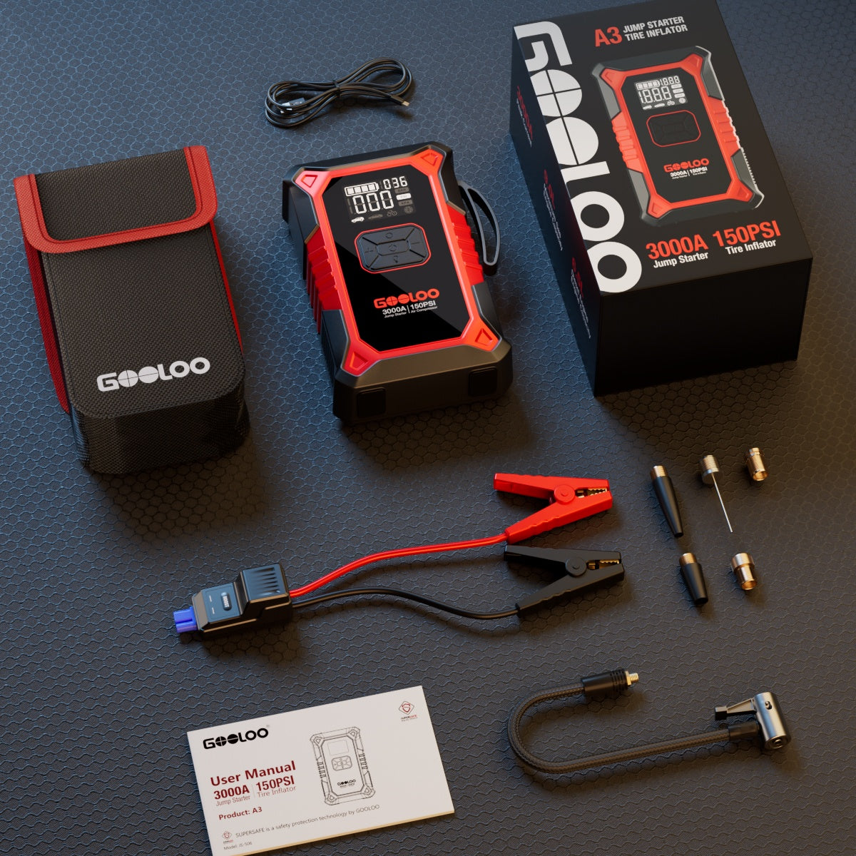 GOOLOO A3 Jump Starter with Air Compressor