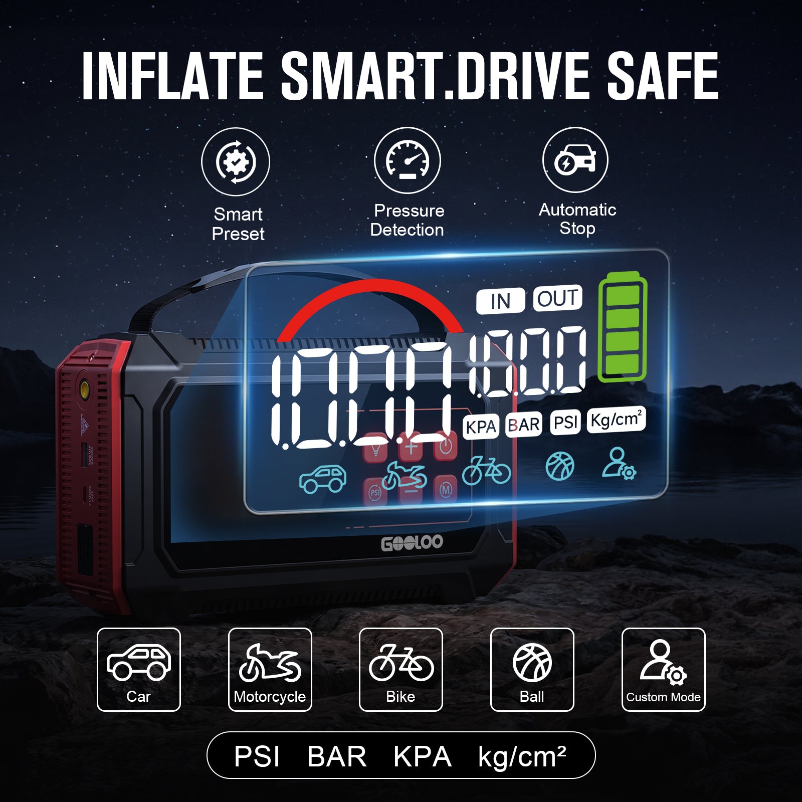 GOOLOO A9 Ultra 6000A Supersafe Jump Starter with Air Compressor