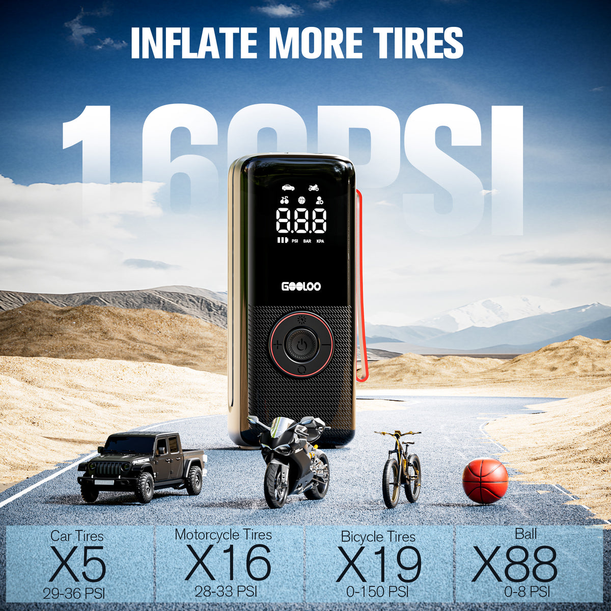 GOOLOO A6 Lite ReadyRide Tire Inflator Portable Air Compressor