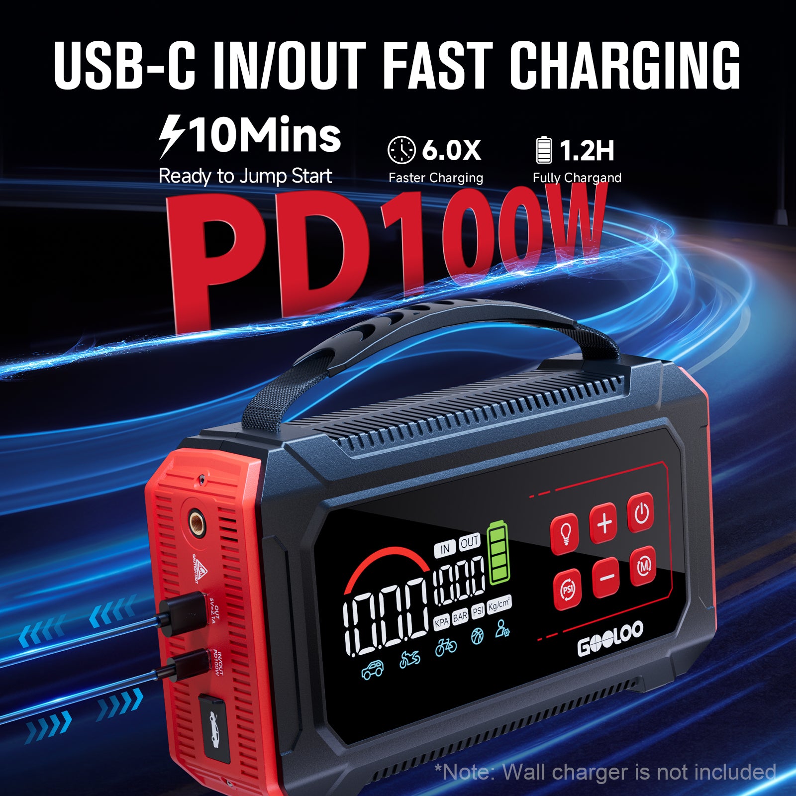 GOOLOO A9 Ultra 6000A Supersafe Jump Starter with Air Compressor