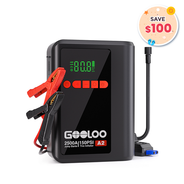 GOOLOO A2 Jump Starter with Air Compressor 2500Amp