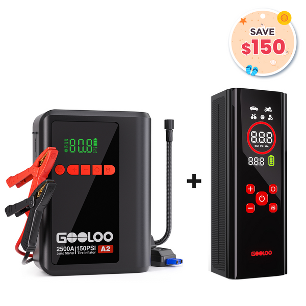GOOLOO A2 Jump Starter with Air Compressor + AP150 PRO Tire Inflator
