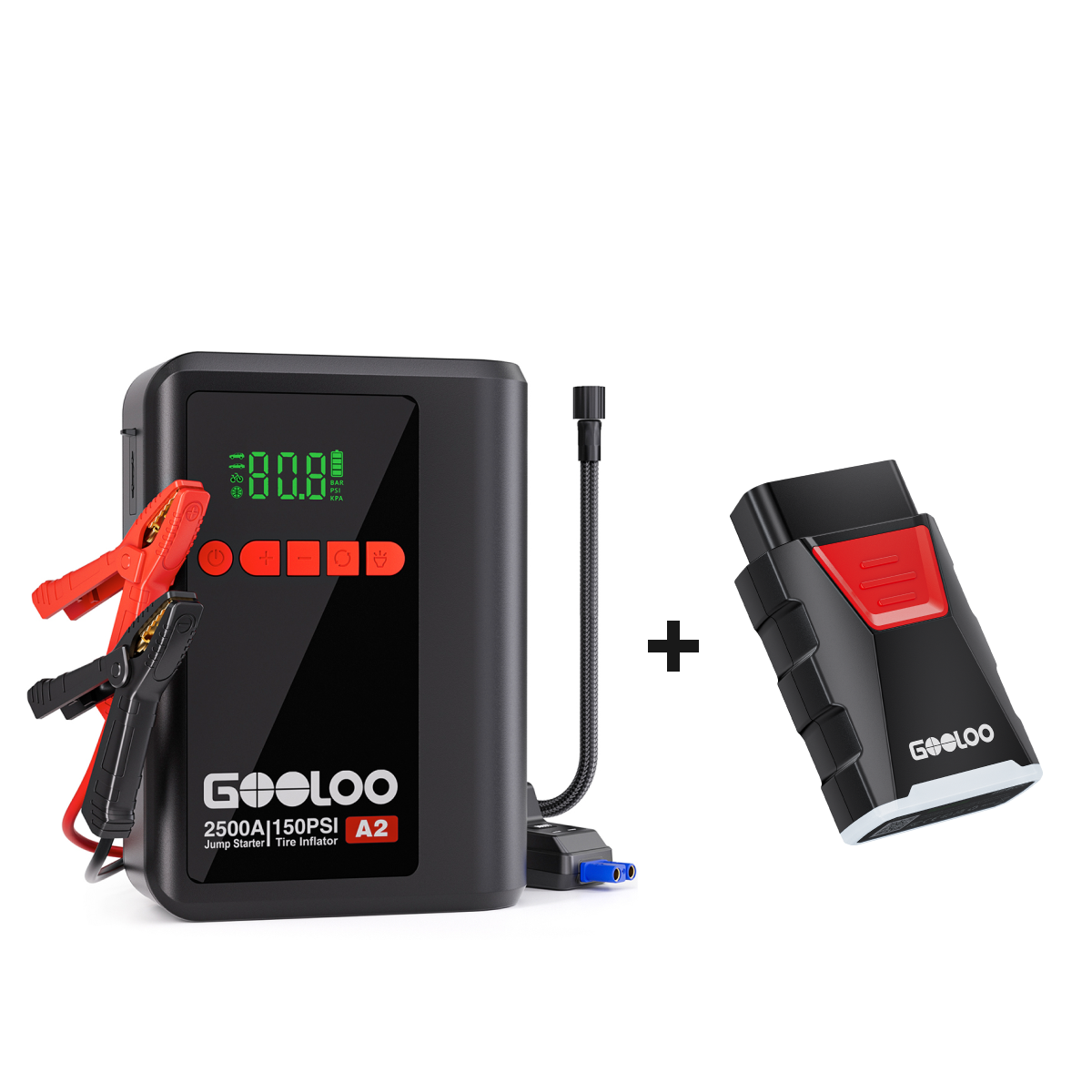 【Clearance Sale】GOOLOO A2 Jump Starter with Air Compressor 2500Amp