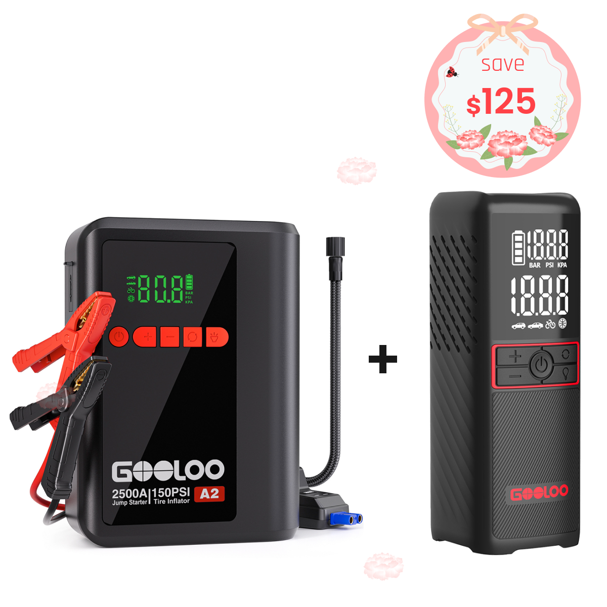 GOOLOO A2 Jump Starter with Air Compressor 2500Amp