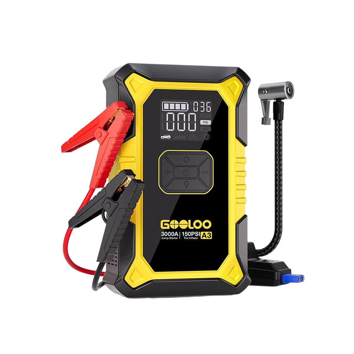 GOOLOO A3 3000A Supersafe Jump Starter with Air Compressor