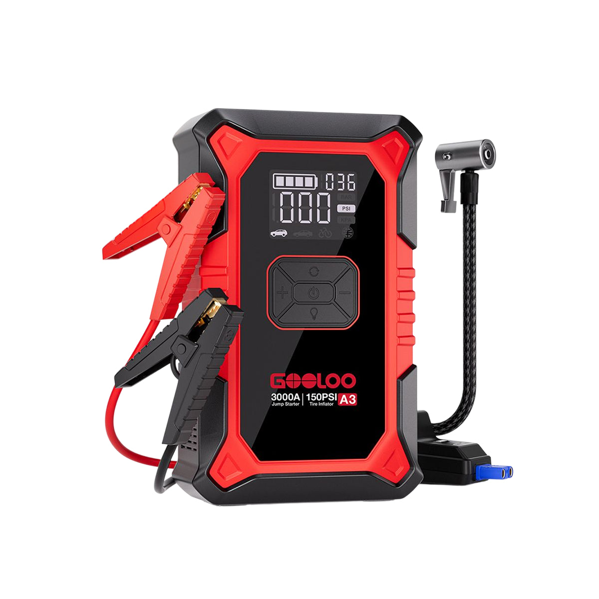 GOOLOO A3 3000A Supersafe Jump Starter with Air Compressor