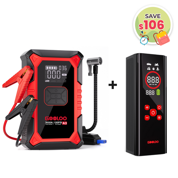 GOOLOO A3 Jump Starter with Air Compressor + AP150 PRO Tire Inflator