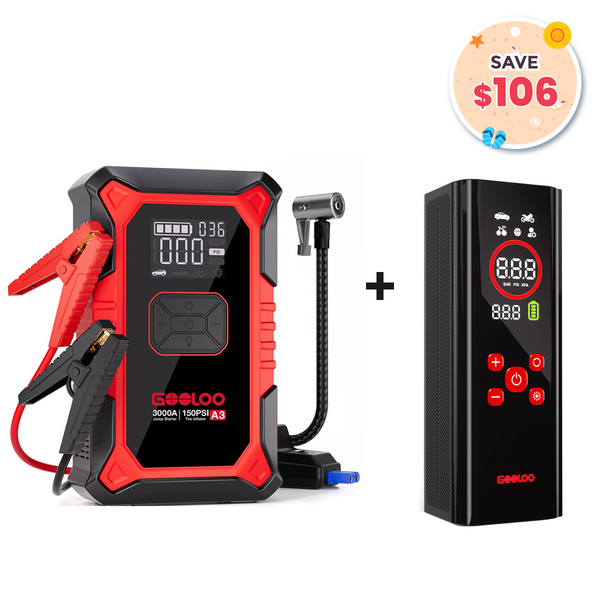 GOOLOO A3 Jump Starter with Air Compressor + AP150 PRO Tire Inflator