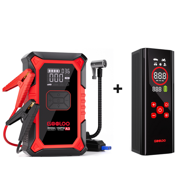 GOOLOO A3 Jump Starter with Air Compressor + AP150 PRO Tire Inflator