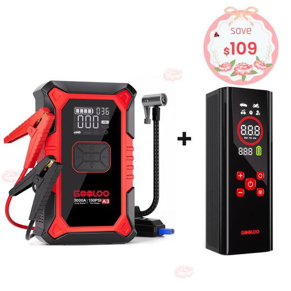 GOOLOO A3 Jump Starter with Air Compressor + AP150 PRO Tire Inflator
