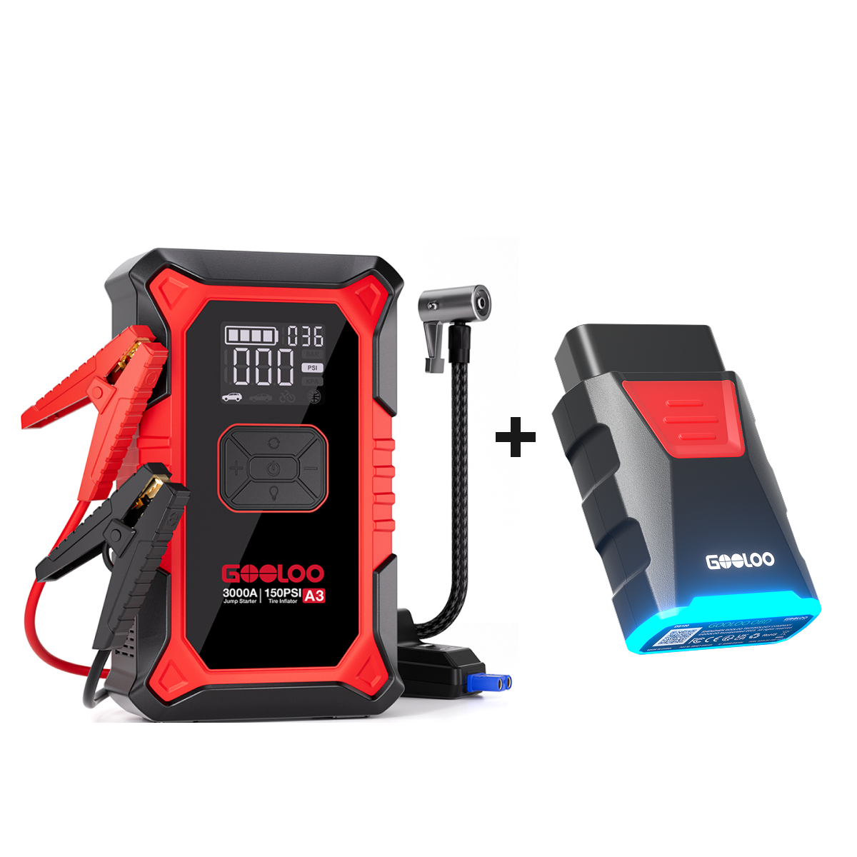 GOOLOO A3 Jump Starter with Air Compressor 3000A