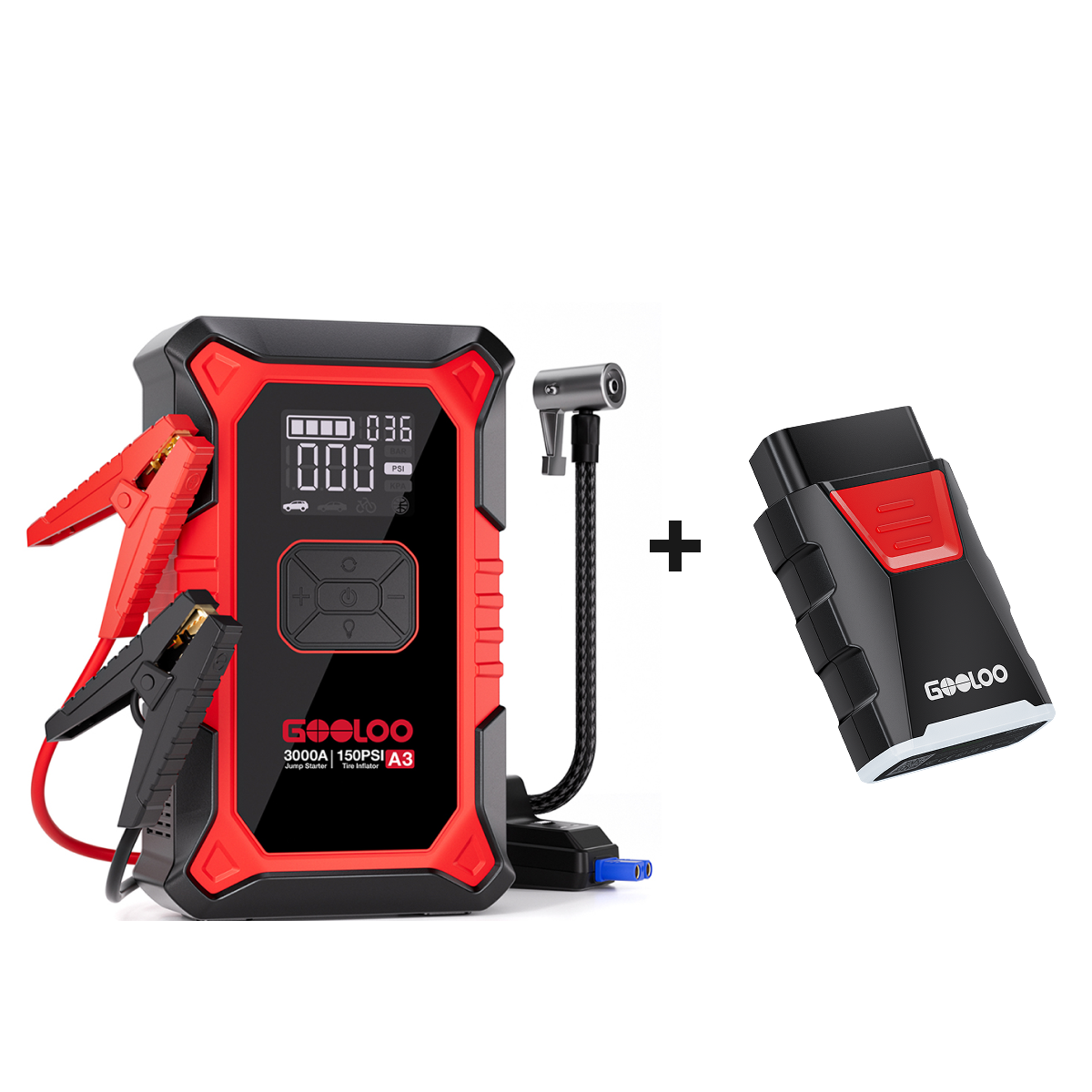 GOOLOO A3 Jump Starter with Air Compressor + OBD DS200
