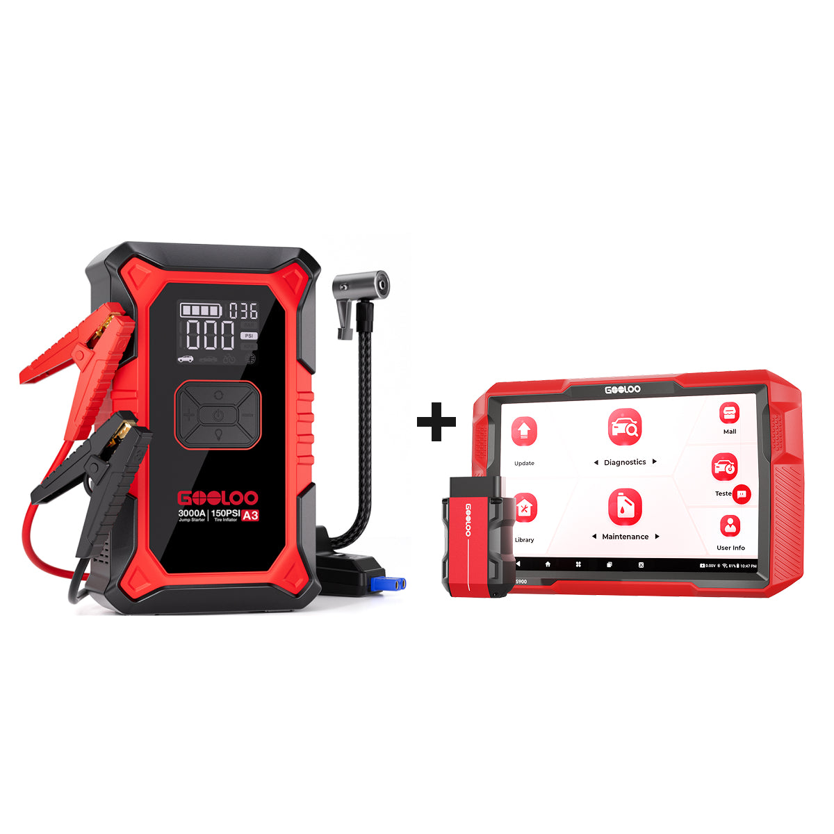 GOOLOO DeepScan DS900 On-Board Diagnostics II Scanner + A3 Jump Starter