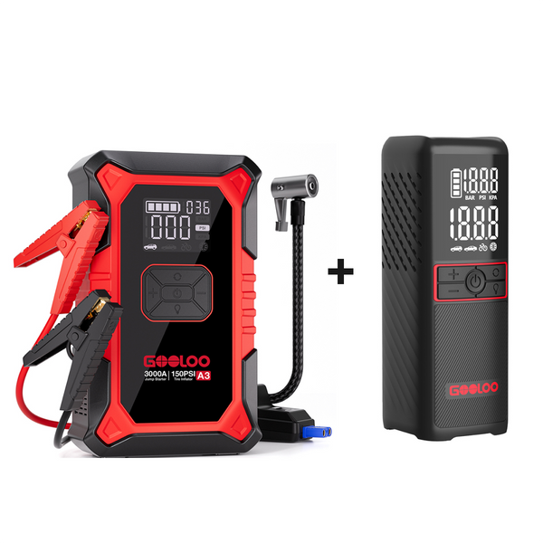 GOOLOO A3 Jump Starter with Air Compressor + GT160 Portable Tire Inflator