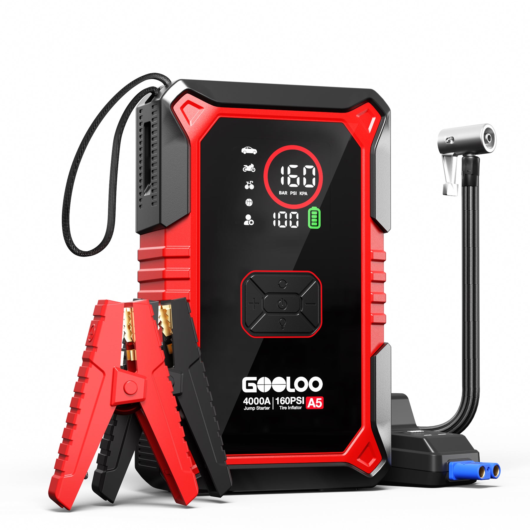 GOOLOO A5 4000A Supersafe Jump Starter with Air Compressor