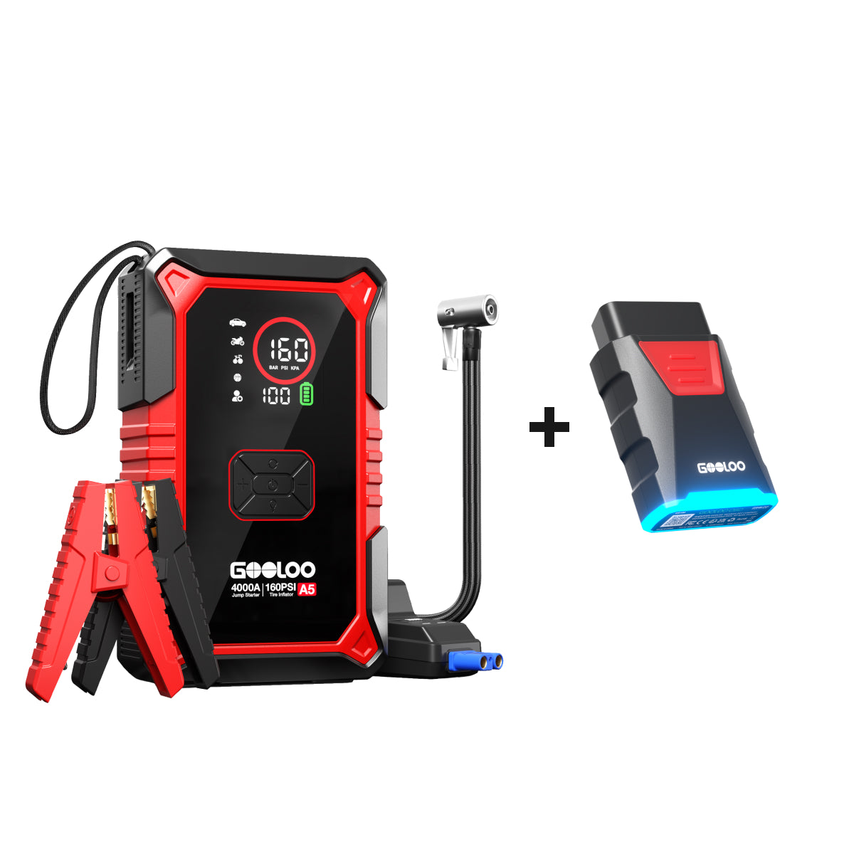 GOOLOO A5 4000A Supersafe Jump Starter with Air Compressor