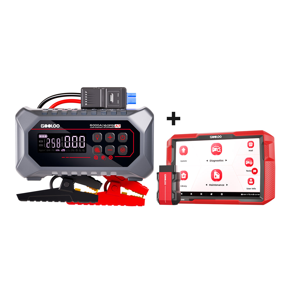 GOOLOO A7 6000A Supersafe Jump Starter with Air Compressor and Air Pump