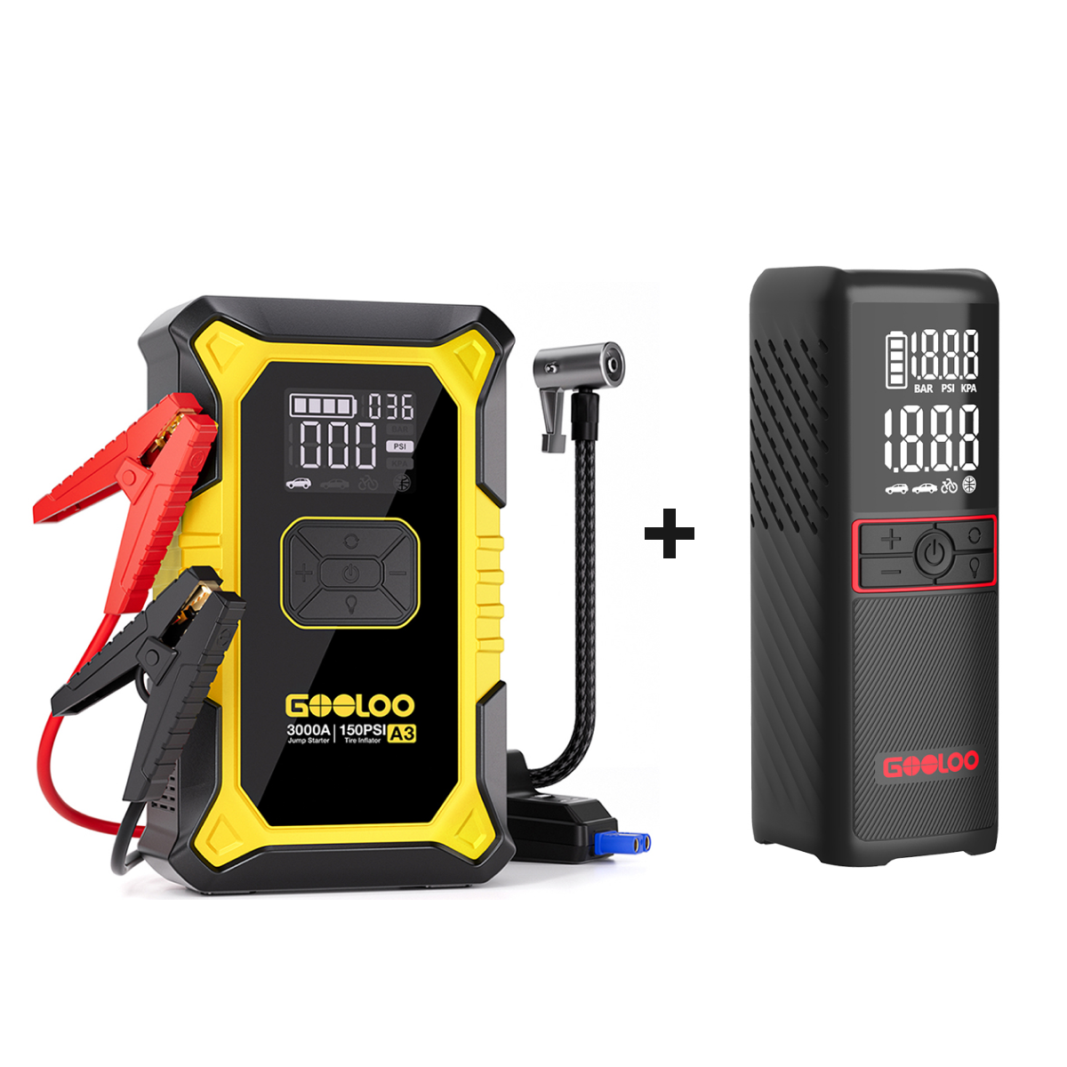 GOOLOO A3 Best Battery Jump Starter with Air Compressor