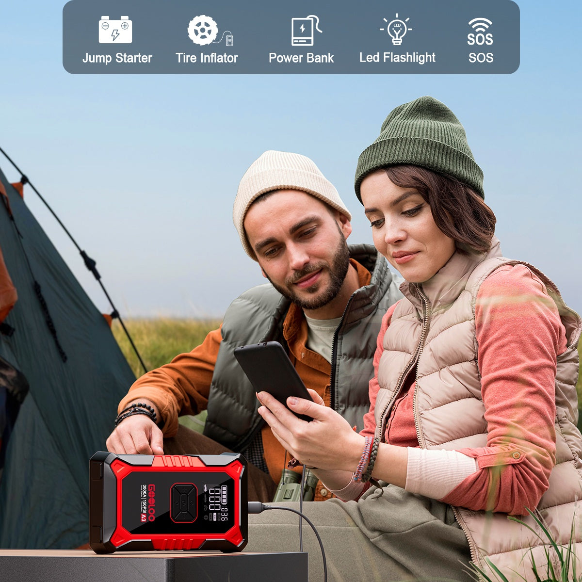 GOOLOO A3 Jump Pack with Air Compressor